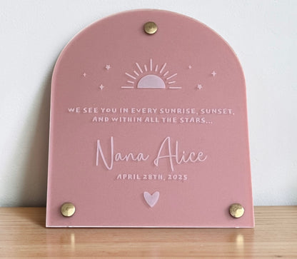 Sunset memorial plaque