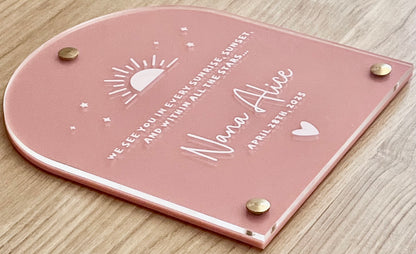 Sunset memorial plaque