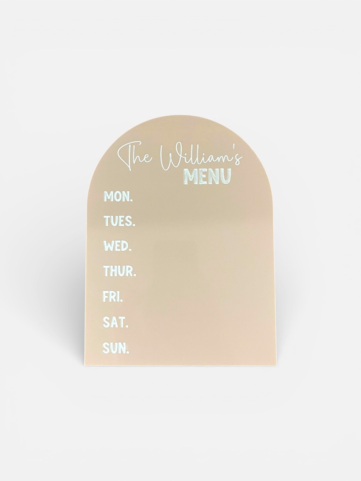 Personalised weekly menu