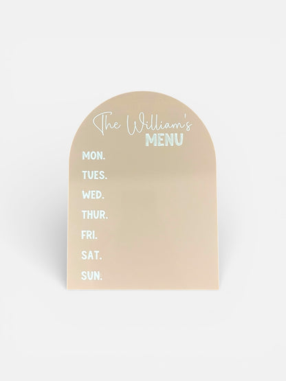 Personalised weekly menu