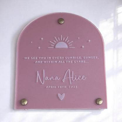 Sunset memorial plaque