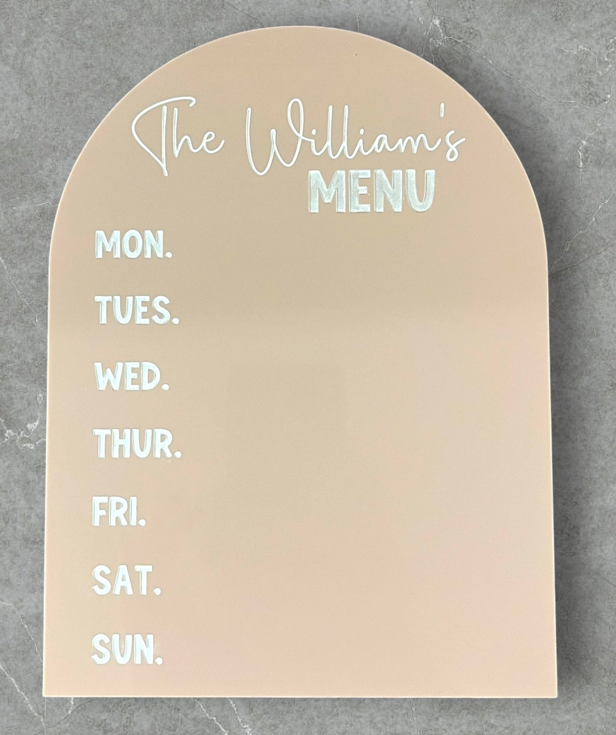 Personalised weekly menu