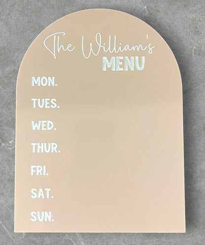 Personalised weekly menu