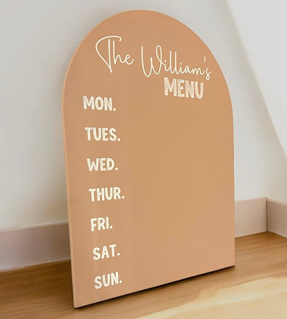 Personalised weekly menu