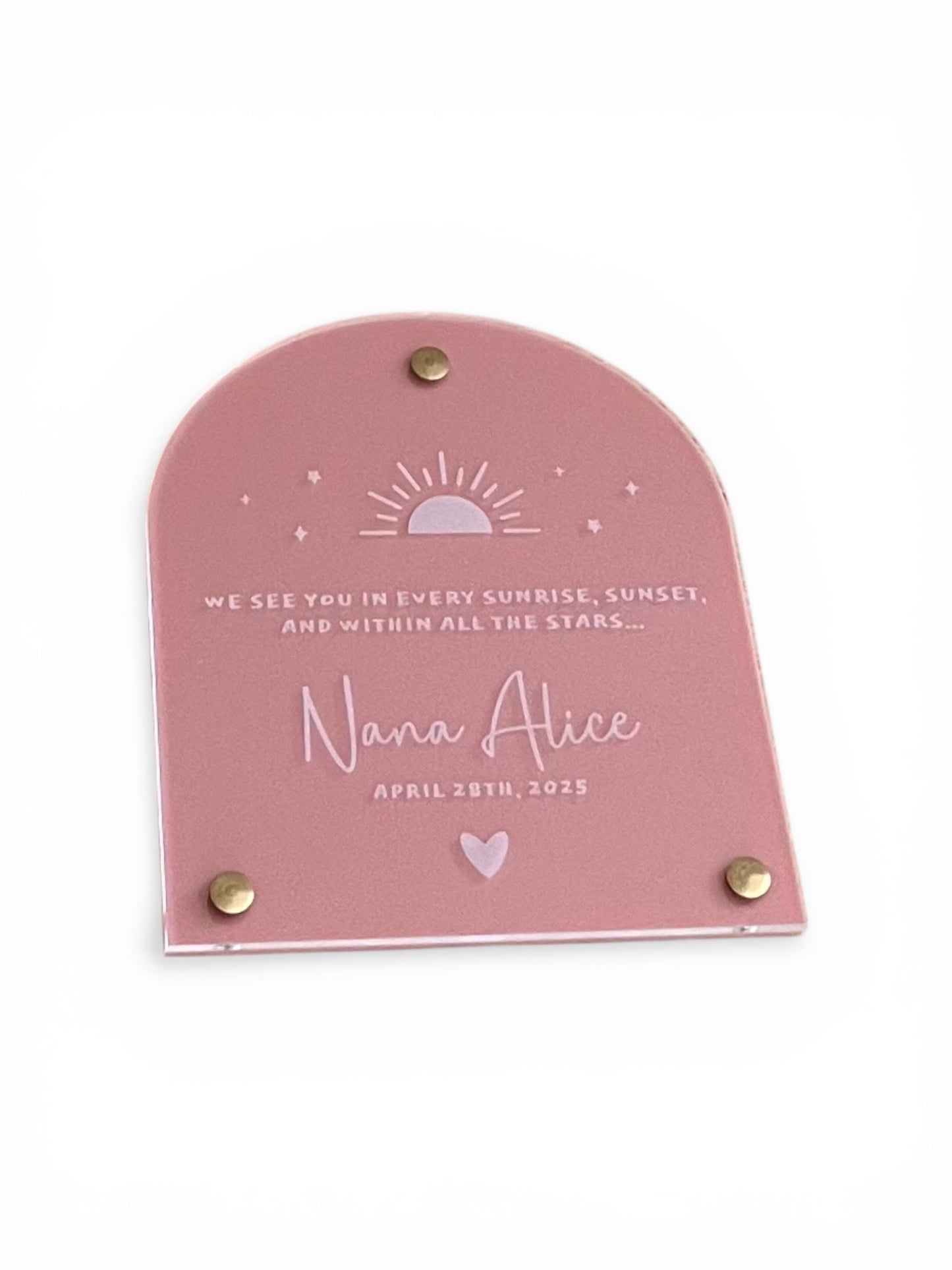 Sunset memorial plaque