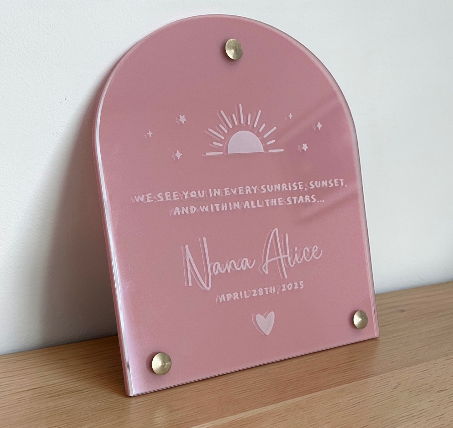 Sunset memorial plaque