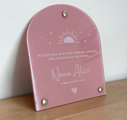 Sunset memorial plaque