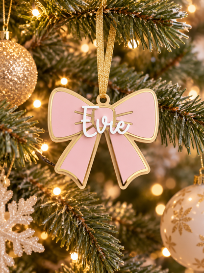 Personalised Bow Christmas Tree Decoration